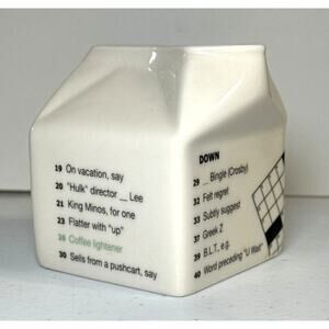 Rare FISHS EDDY New York Times Crossword Puzzle Ceramic Creamer